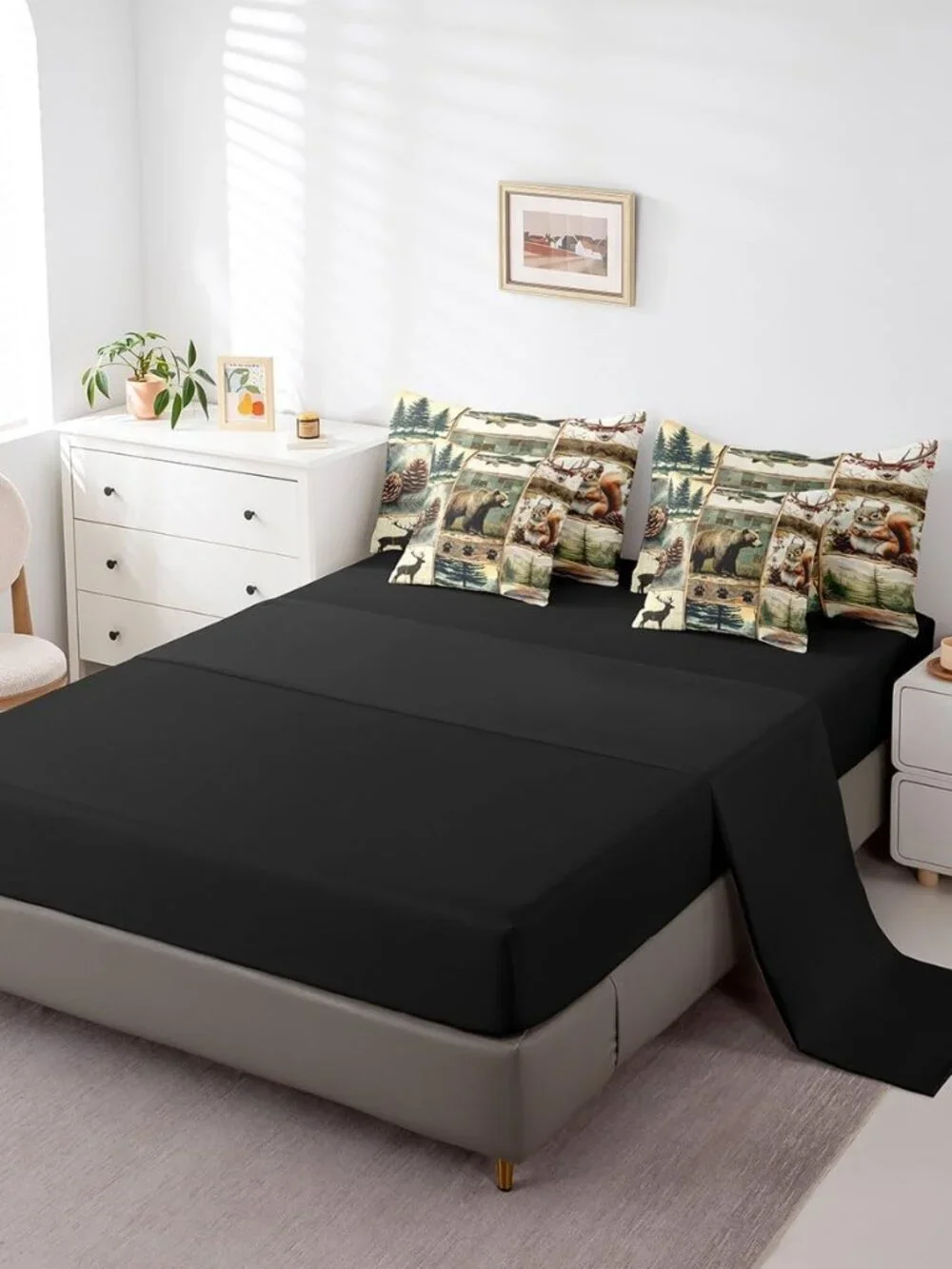 Rustic Cabin Bear Comforter Set with Sheets Queen Size Kids Wild Animal Hunting